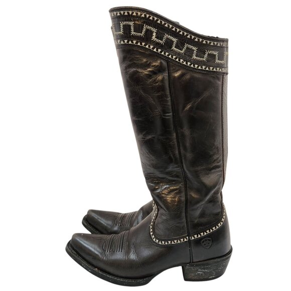 Ariat Womens Black Leather Western Knee High Boots #10011938 Size 6.5 - Picture 2 of 14